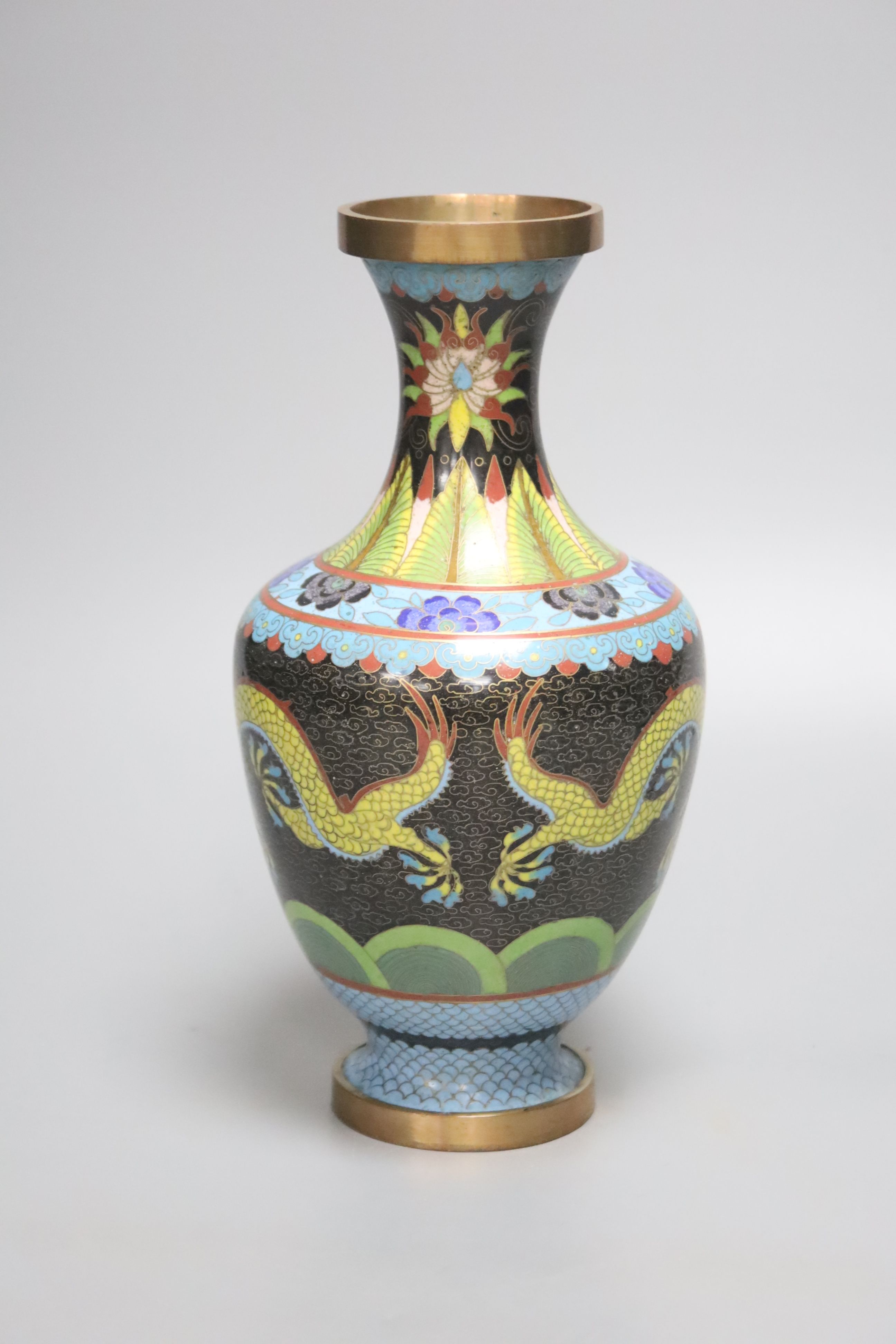 A Chinese cloisonne enamel dragon vase, early 20th century, height 23.5cm